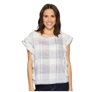 Vince Camuto Plaid Ruffle Top